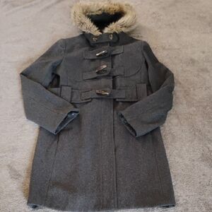 Elevenses Deep Woods Toggle Coat Missing Faux Fur Cuff Trim